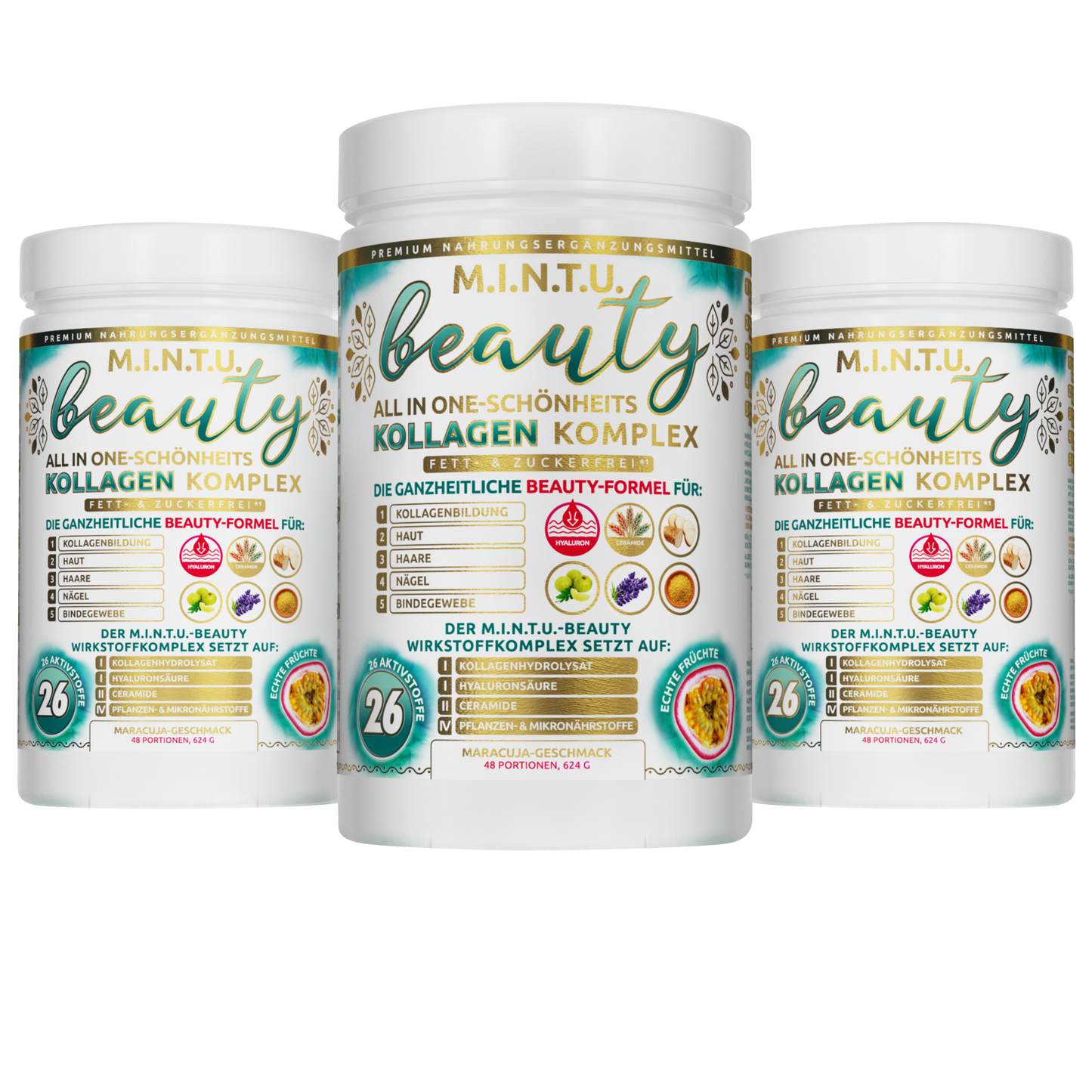 M.I.N.T.U. Beauty-Kollagen-Komplex zuckerfrei, 3-er Pack (144 Tage)