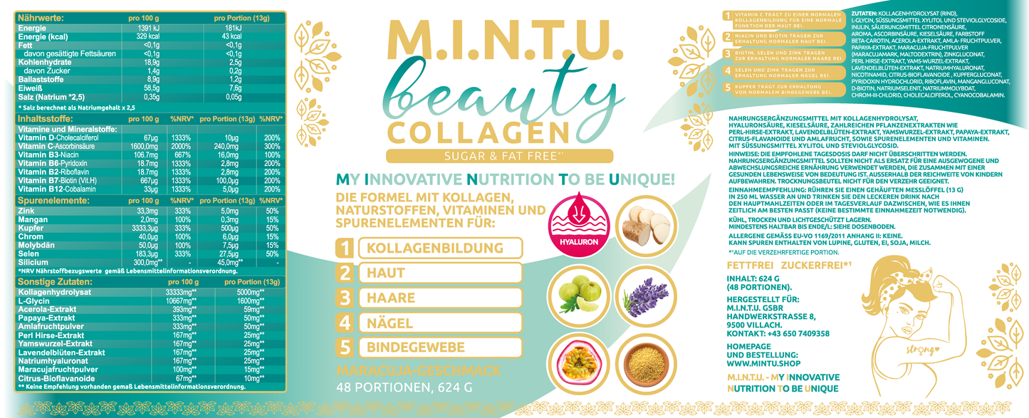 M.I.N.T.U. Beauty Kollagen Komplex, zuckerfrei | Haut & Haare Pflege