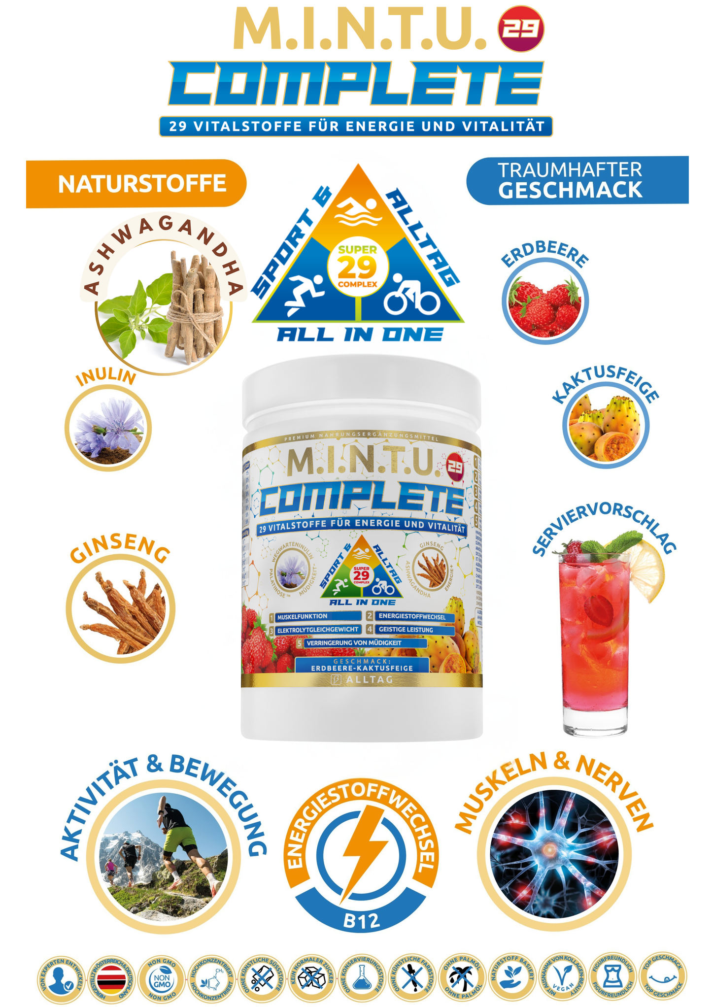 M.I.N.T.U. Complete All in One – Erdbeere-Kaktusfeige (2-Monate Vorratspack)