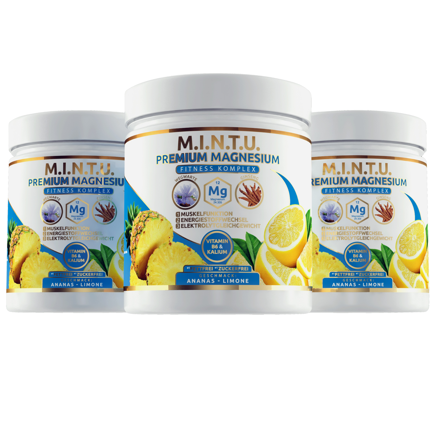 M.I.N.T.U. Premium Fitness Magnesium Zitrone-Ananas | Zuckerfrei