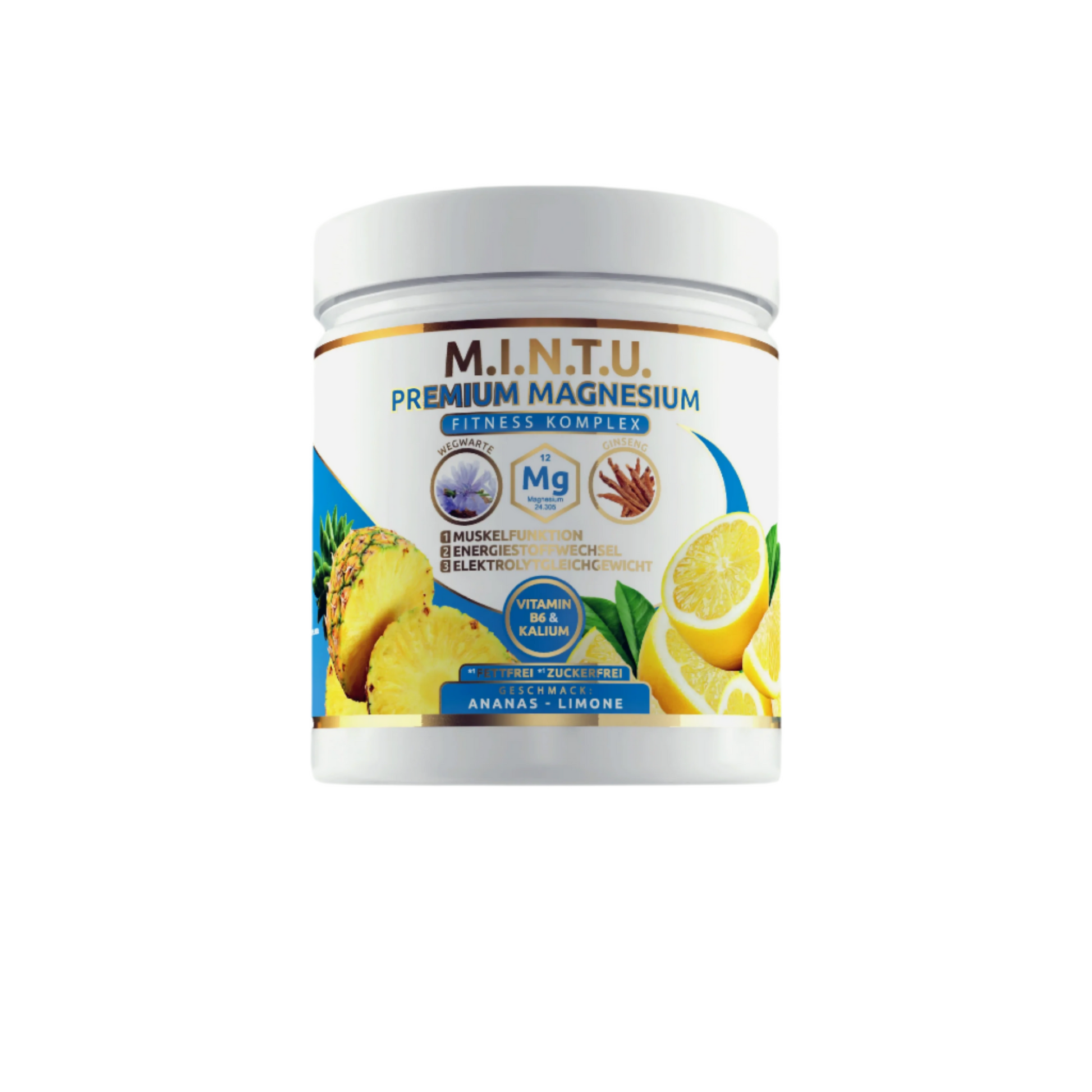 M.I.N.T.U. Premium Fitness Magnesium Zitrone-Ananas | Zuckerfrei