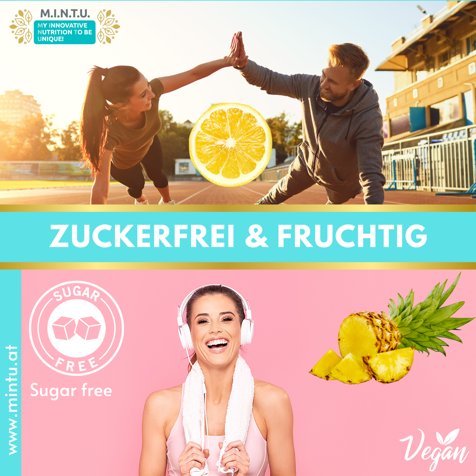Zuckerfreies Magnesium Pulver Ananas Limone für Sport und Energie