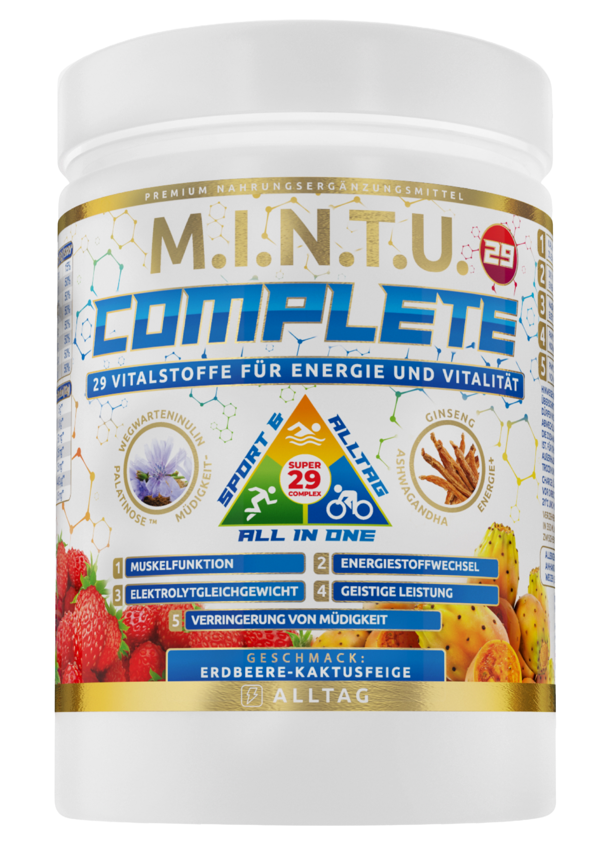 M.I.N.T.U. Complete All in One Erdbeere-Kaktusfeige, freigestellte Produktdose
