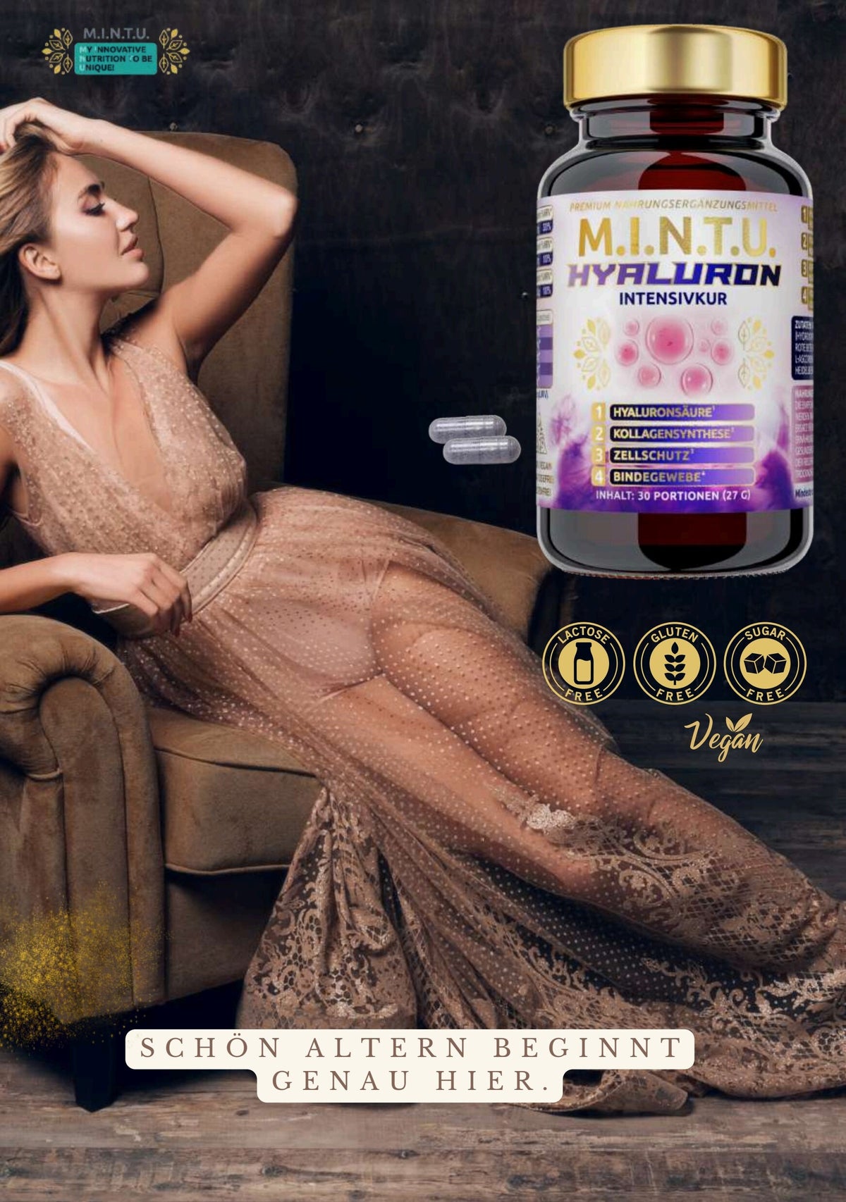 MINTU Hyaluron Intensivkur – Hyaluron Kapseln, vegan