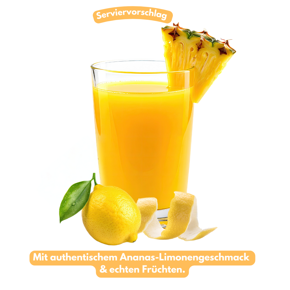Serviervorschlag Magnesium Ananas Limone – erfrischendes Elektrolytgetränk ohne Zucker