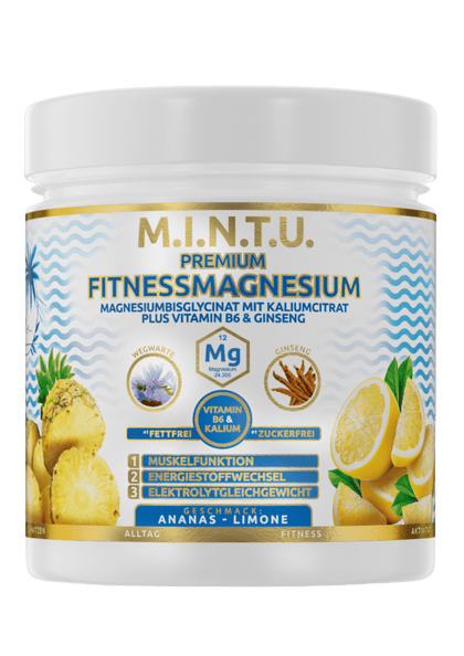 MINTU Premium Fitness Magnesium Zitrone-Ananas zuckerfrei (2-Monate Vorratspack) - MINTU Shop